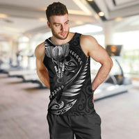 Personalised All Black New Zealand Darts Men Tank Top Aoteroa Fern Maori Galaxy Style LT14 Black - Polynesian Pride
