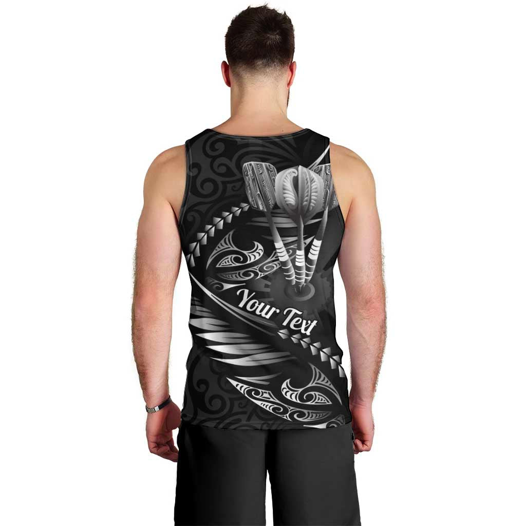 Personalised All Black New Zealand Darts Men Tank Top Aoteroa Fern Maori Galaxy Style LT14 - Polynesian Pride