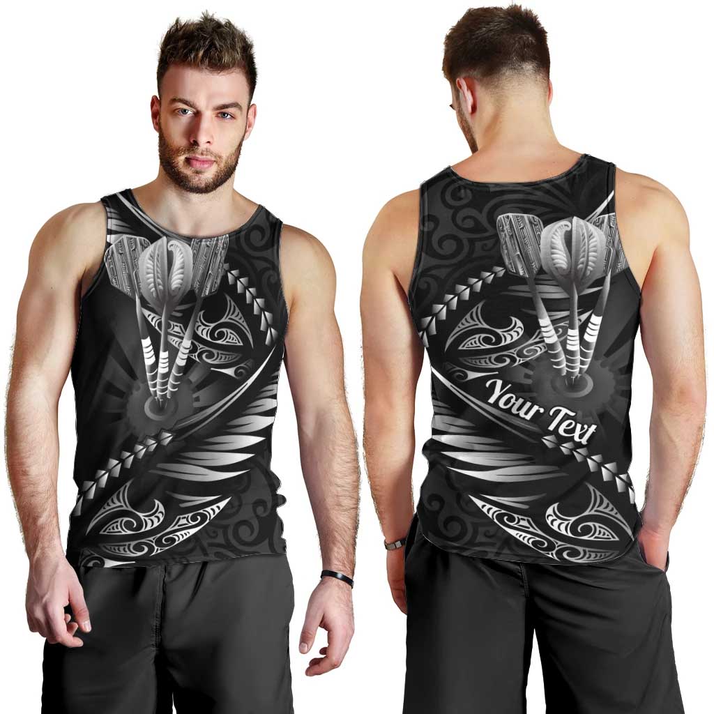 Personalised All Black New Zealand Darts Men Tank Top Aoteroa Fern Maori Galaxy Style LT14 - Polynesian Pride