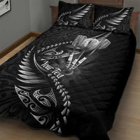 Personalised All Black New Zealand Darts Quilt Bed Set Aoteroa Fern Maori Galaxy Style LT14 - Polynesian Pride