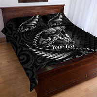 Personalised All Black New Zealand Darts Quilt Bed Set Aoteroa Fern Maori Galaxy Style LT14 - Polynesian Pride