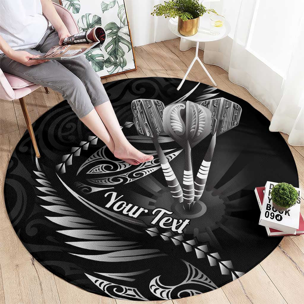 Personalised All Black New Zealand Darts Round Carpet Aoteroa Fern Maori Galaxy Style LT14 - Polynesian Pride