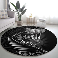 Personalised All Black New Zealand Darts Round Carpet Aoteroa Fern Maori Galaxy Style LT14 - Polynesian Pride