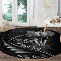 Personalised All Black New Zealand Darts Round Carpet Aoteroa Fern Maori Galaxy Style LT14 - Polynesian Pride