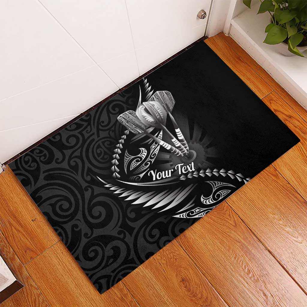 Personalised All Black New Zealand Darts Rubber Doormat Aoteroa Fern Maori Galaxy Style LT14 - Polynesian Pride