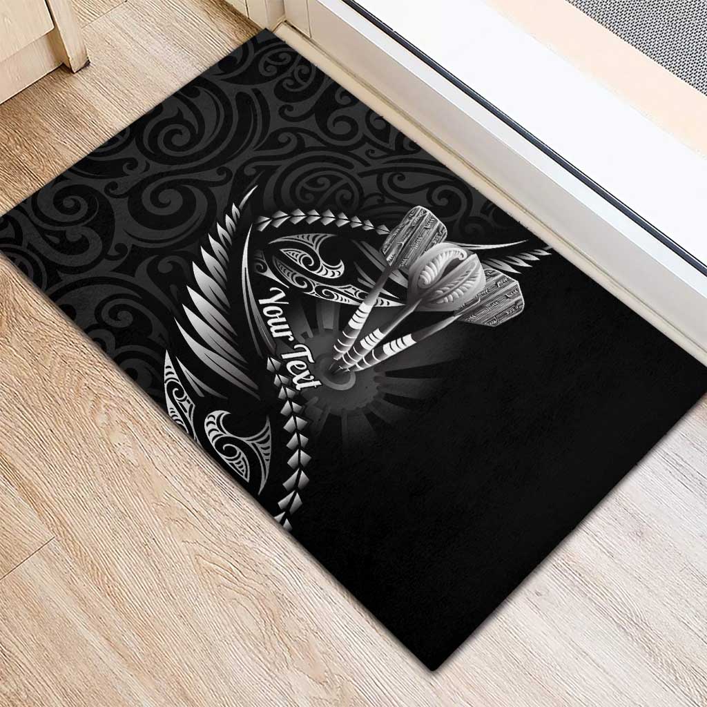 Personalised All Black New Zealand Darts Rubber Doormat Aoteroa Fern Maori Galaxy Style LT14 - Polynesian Pride