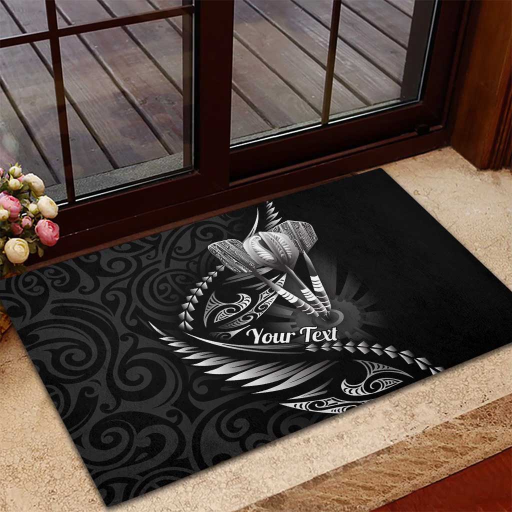 Personalised All Black New Zealand Darts Rubber Doormat Aoteroa Fern Maori Galaxy Style LT14 - Polynesian Pride