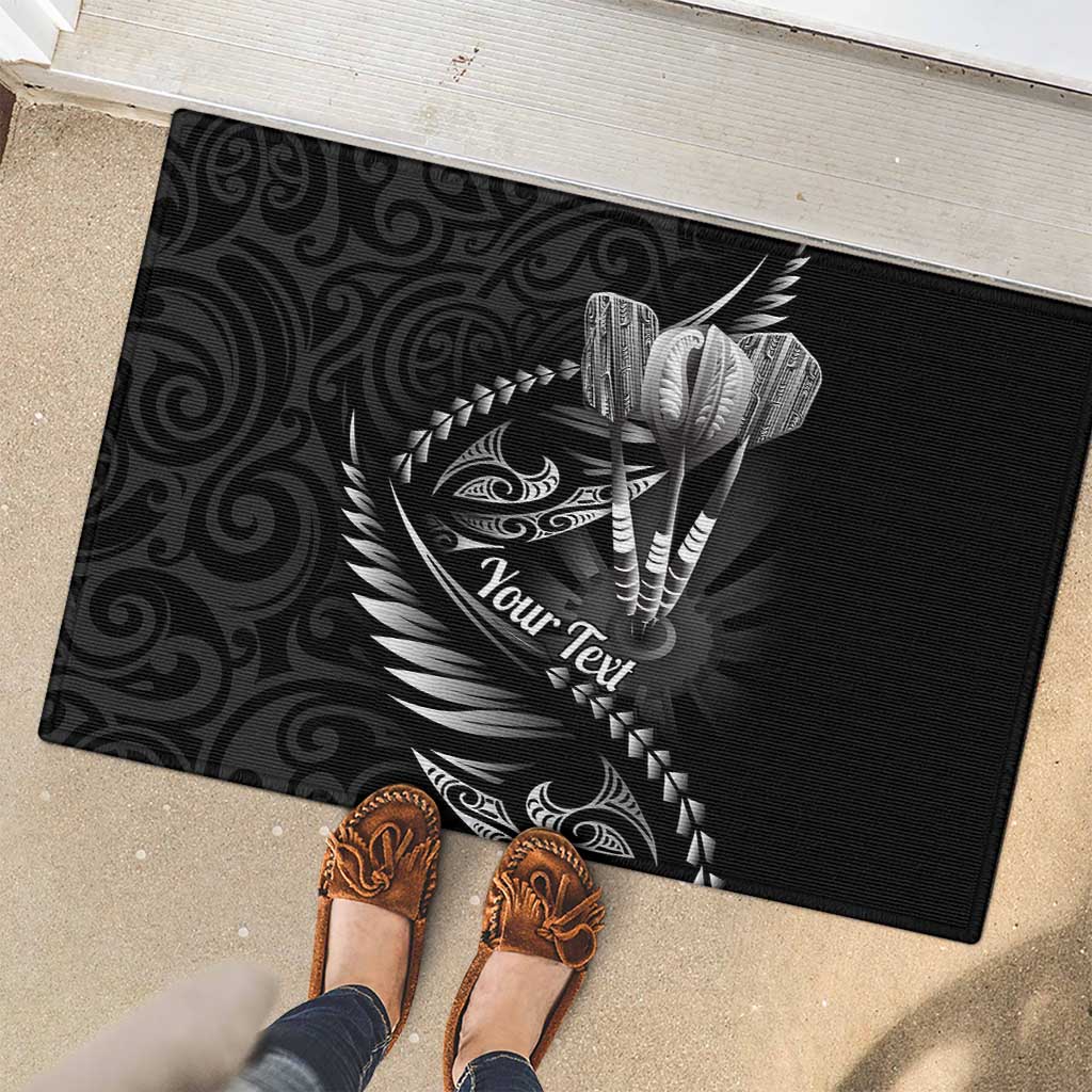 Personalised All Black New Zealand Darts Rubber Doormat Aoteroa Fern Maori Galaxy Style LT14 - Polynesian Pride