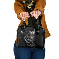 Personalised All Black New Zealand Darts Shoulder Handbag Aoteroa Fern Maori Galaxy Style LT14 One Size Black - Polynesian Pride