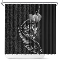 Personalised All Black New Zealand Darts Shower Curtain Aoteroa Fern Maori Galaxy Style LT14 Black - Polynesian Pride