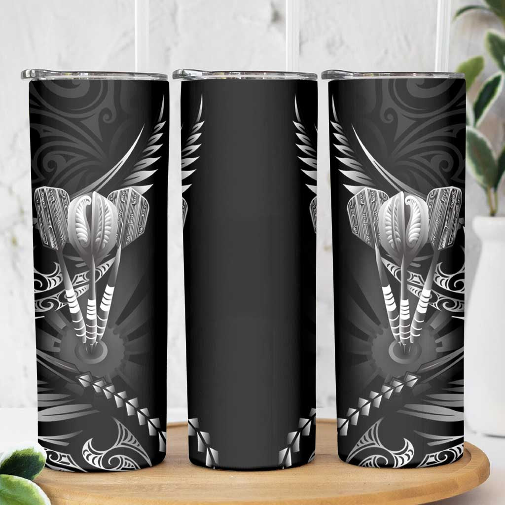 All Black New Zealand Darts Skinny Tumbler Aoteroa Fern Maori Galaxy Style LT14 - Polynesian Pride