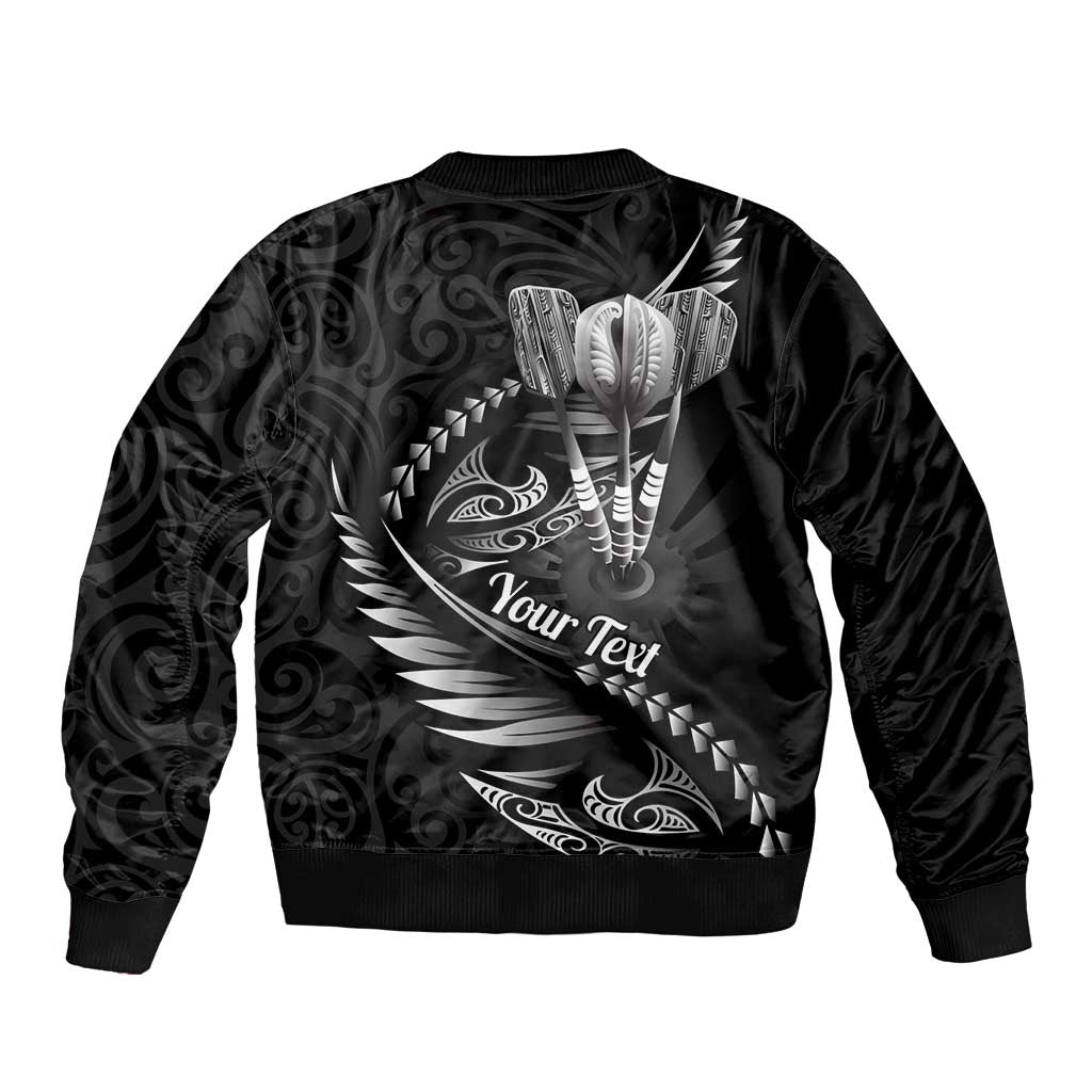 Personalised All Black New Zealand Darts Sleeve Zip Bomber Jacket Aoteroa Fern Maori Galaxy Style LT14 - Polynesian Pride