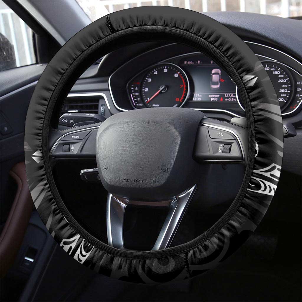 All Black New Zealand Darts Steering Wheel Cover Aoteroa Fern Maori Galaxy Style LT14 - Polynesian Pride