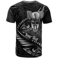 Personalised All Black New Zealand Darts T Shirt Aoteroa Fern Maori Galaxy Style LT14 - Polynesian Pride