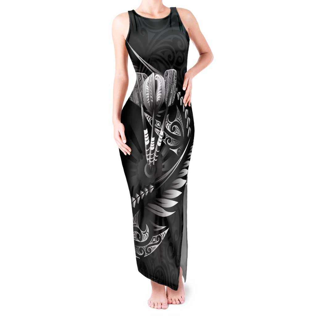 Personalised All Black New Zealand Darts Tank Maxi Dress Aoteroa Fern Maori Galaxy Style