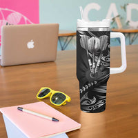 All Black New Zealand Darts Tumbler With Handle Aoteroa Fern Maori Galaxy Style LT14 - Polynesian Pride