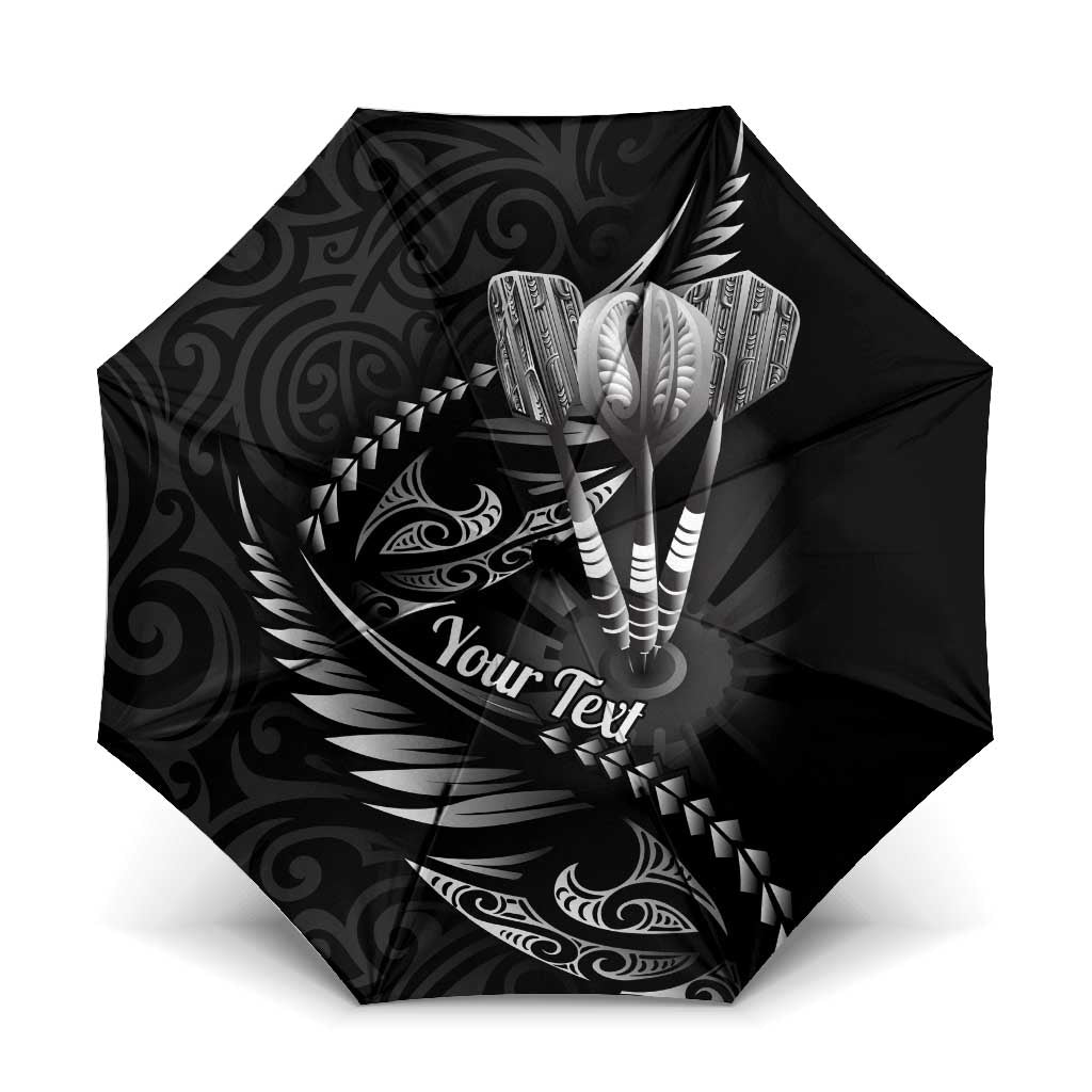 Personalised All Black New Zealand Darts Umbrella Aoteroa Fern Maori Galaxy Style - Polynesian Pride