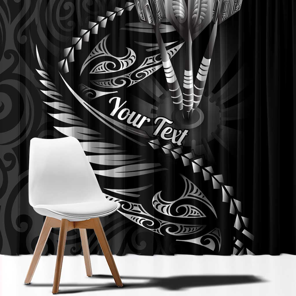 Personalised All Black New Zealand Darts Window Curtain Aoteroa Fern Maori Galaxy Style LT14 - Polynesian Pride