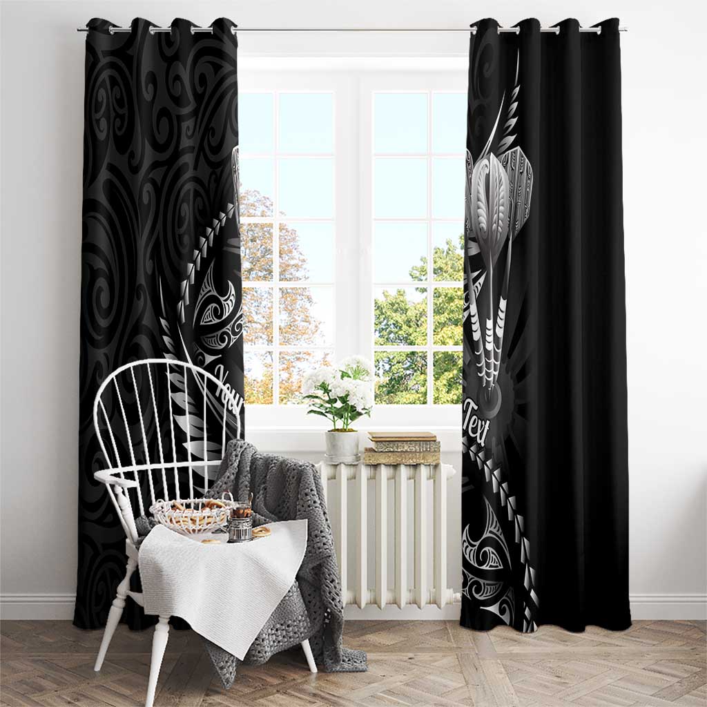 Personalised All Black New Zealand Darts Window Curtain Aoteroa Fern Maori Galaxy Style LT14 - Polynesian Pride