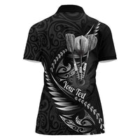 Personalised All Black New Zealand Darts Women Polo Shirt Aoteroa Fern Maori Galaxy Style LT14 - Polynesian Pride