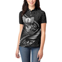 Personalised All Black New Zealand Darts Women Polo Shirt Aoteroa Fern Maori Galaxy Style LT14 - Polynesian Pride