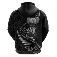 Personalised All Black New Zealand Darts Zip Hoodie Aoteroa Fern Maori Galaxy Style LT14 - Polynesian Pride
