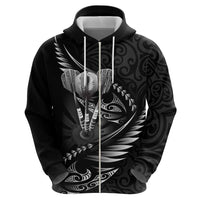 Personalised All Black New Zealand Darts Zip Hoodie Aoteroa Fern Maori Galaxy Style LT14 - Polynesian Pride