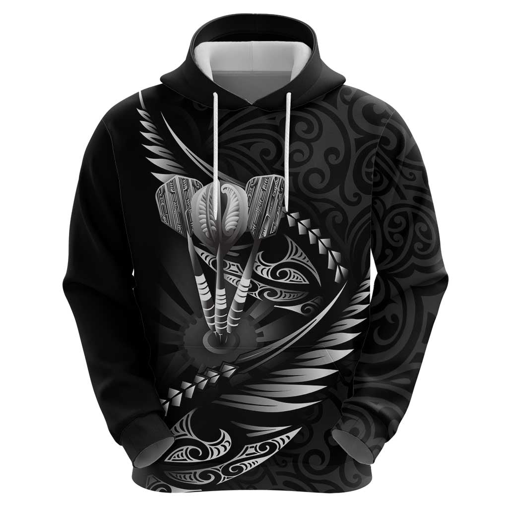 Personalised All Black New Zealand Darts Zip Hoodie Aoteroa Fern Maori Galaxy Style LT14 - Polynesian Pride