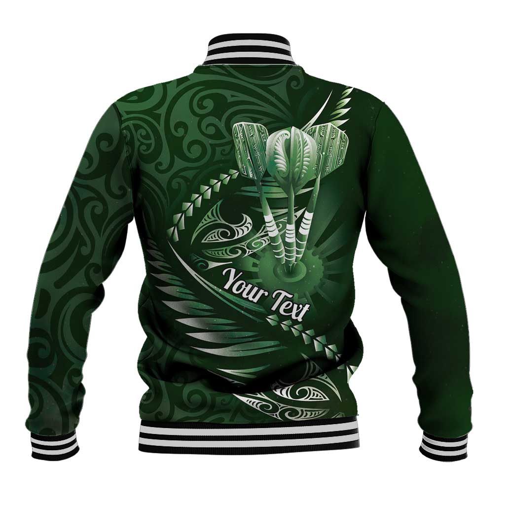 Personalised All Green New Zealand Darts Baseball Jacket Aoteroa Fern Maori Galaxy Style LT14 - Polynesian Pride