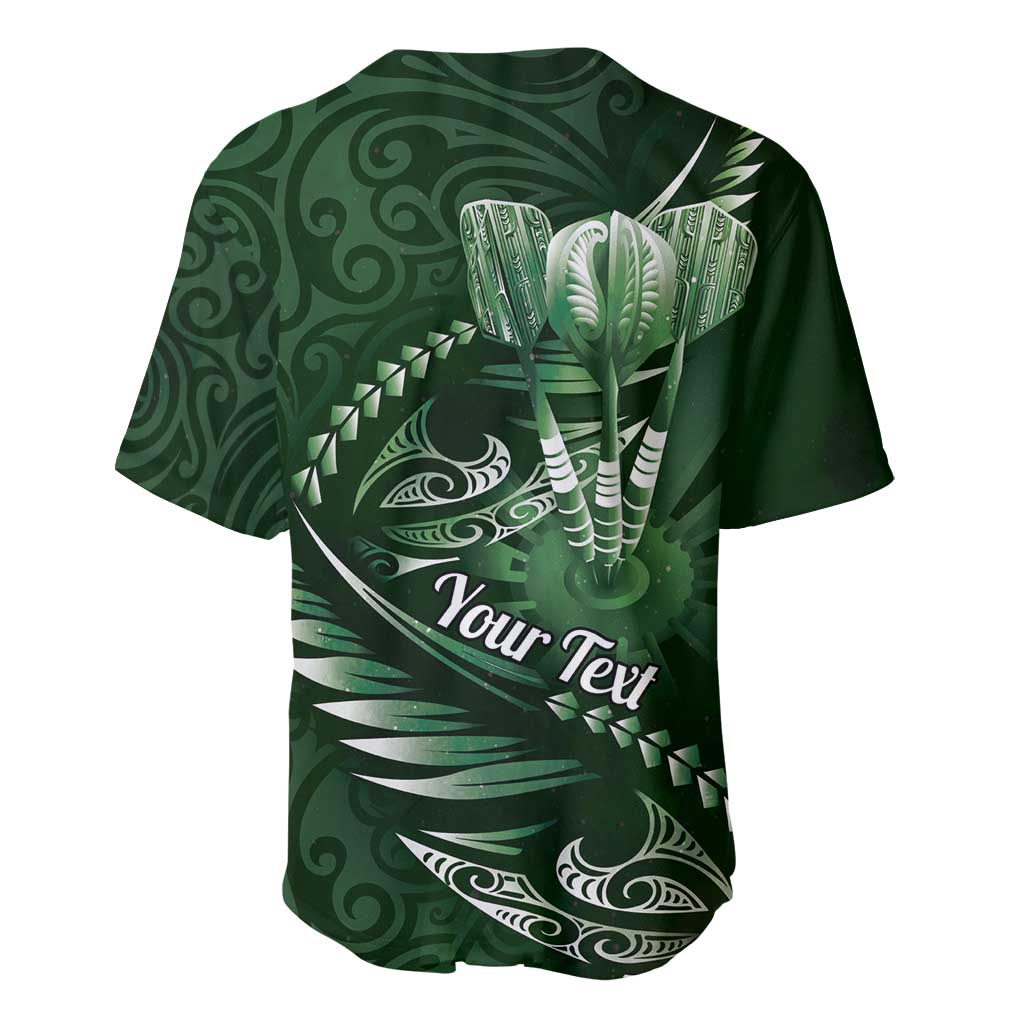 Personalised All Green New Zealand Darts Baseball Jersey Aoteroa Fern Maori Galaxy Style LT14 - Polynesian Pride
