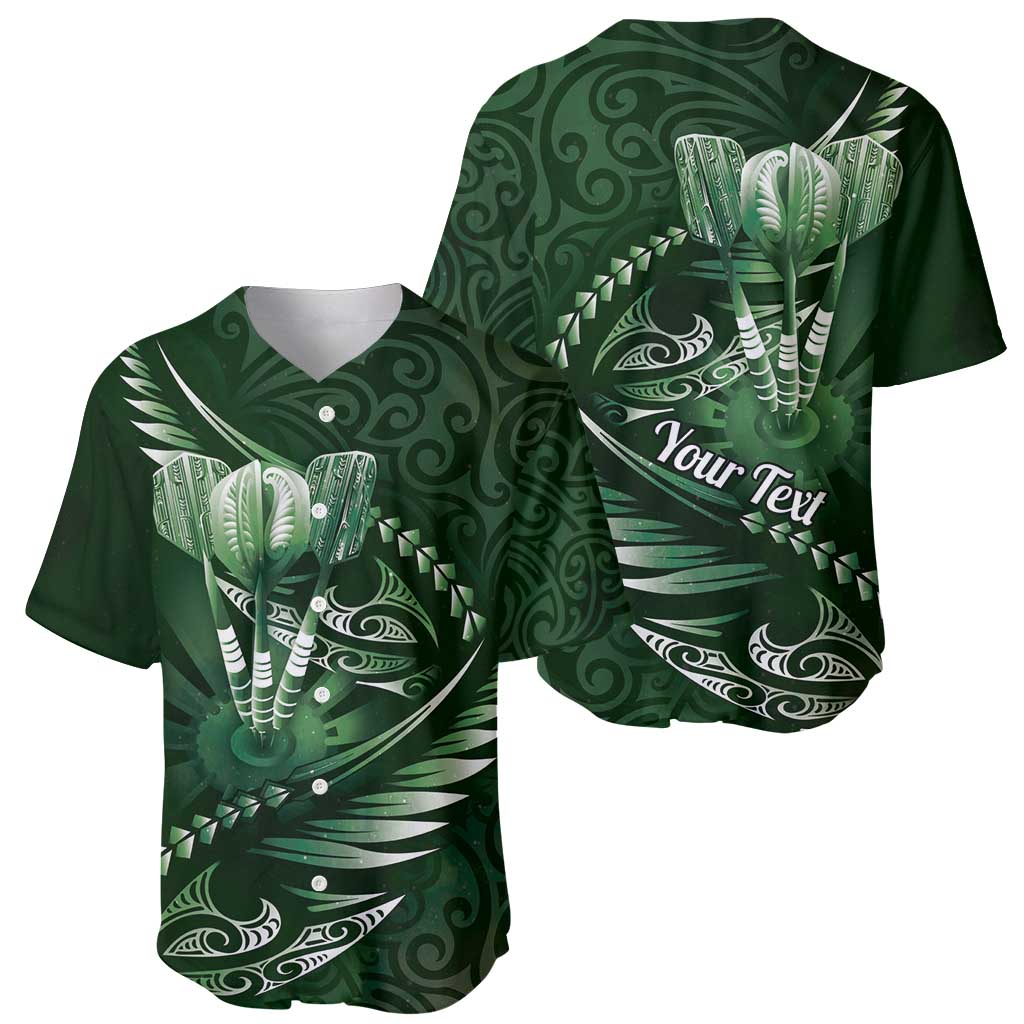 Personalised All Green New Zealand Darts Baseball Jersey Aoteroa Fern Maori Galaxy Style LT14 - Polynesian Pride
