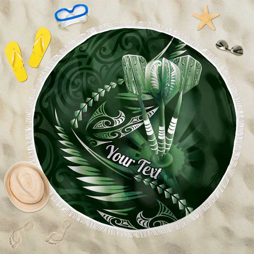 Personalised All Green New Zealand Darts Beach Blanket Aoteroa Fern Maori Galaxy Style LT14 One Size 150cm Green - Polynesian Pride