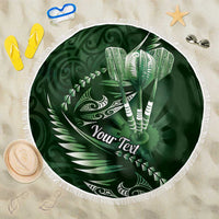 Personalised All Green New Zealand Darts Beach Blanket Aoteroa Fern Maori Galaxy Style LT14 One Size 150cm Green - Polynesian Pride