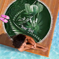 Personalised All Green New Zealand Darts Beach Blanket Aoteroa Fern Maori Galaxy Style LT14 - Polynesian Pride