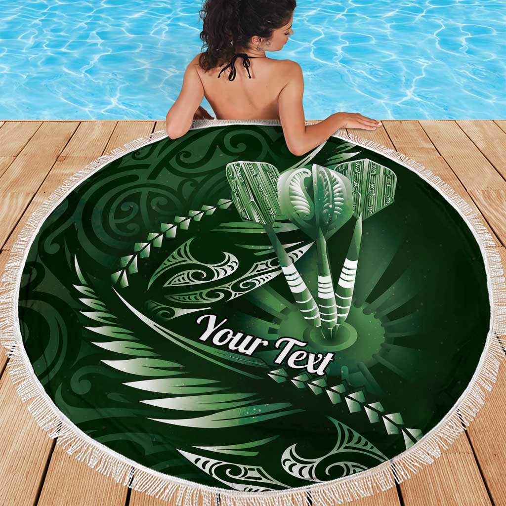 Personalised All Green New Zealand Darts Beach Blanket Aoteroa Fern Maori Galaxy Style LT14 - Polynesian Pride