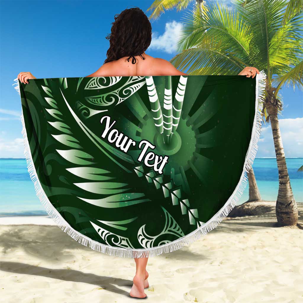 Personalised All Green New Zealand Darts Beach Blanket Aoteroa Fern Maori Galaxy Style LT14 - Polynesian Pride