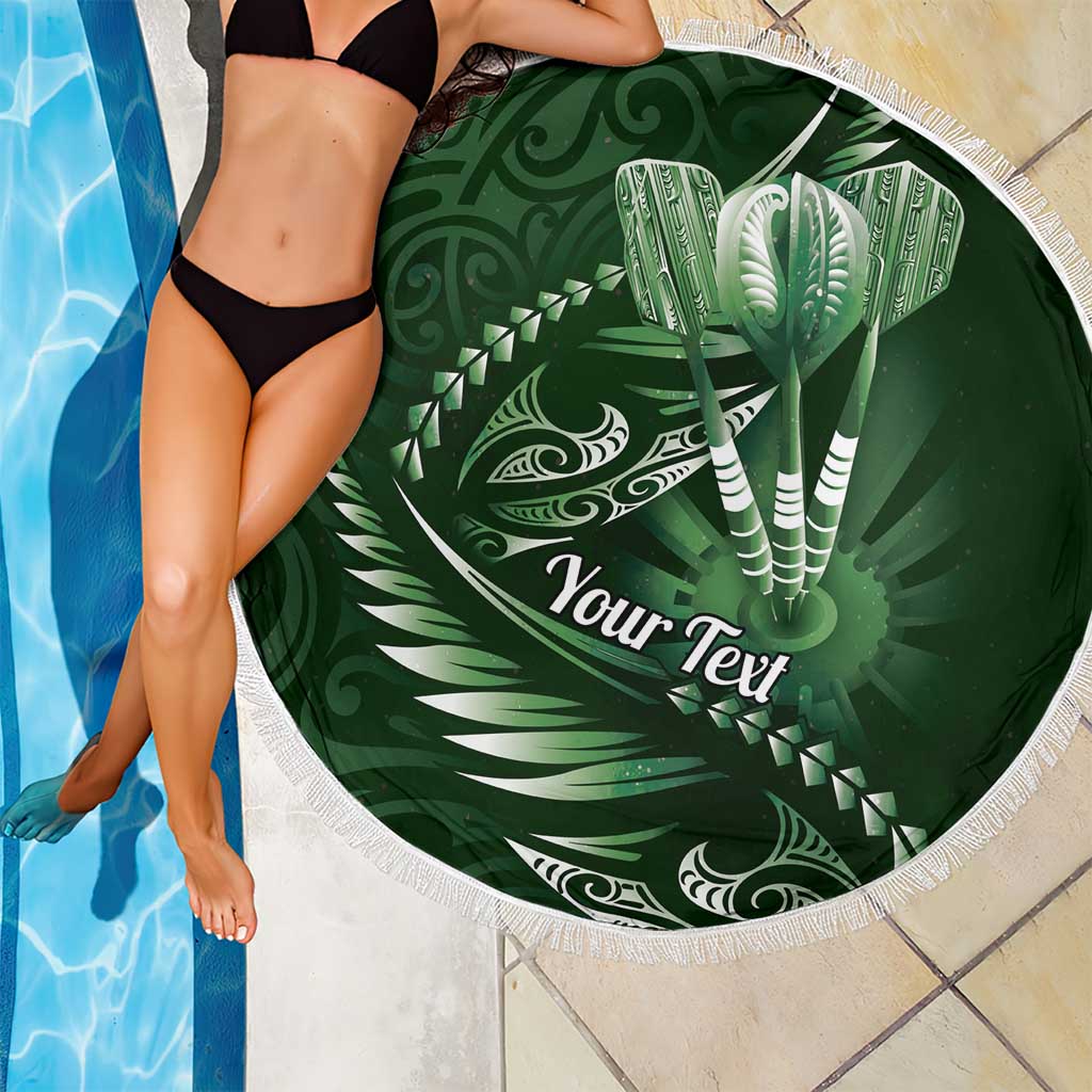 Personalised All Green New Zealand Darts Beach Blanket Aoteroa Fern Maori Galaxy Style LT14 - Polynesian Pride