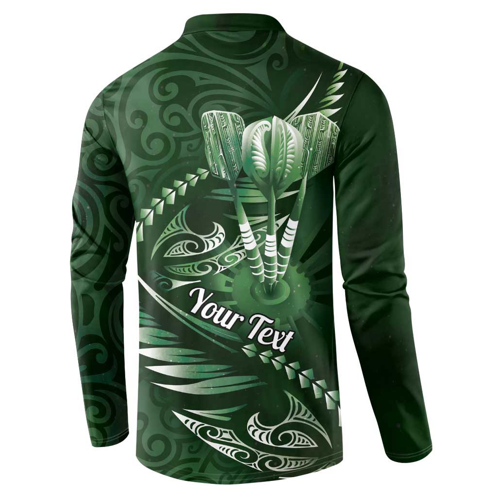 Personalised All Green New Zealand Darts Button Sweatshirt Aoteroa Fern Maori Galaxy Style LT14 - Polynesian Pride