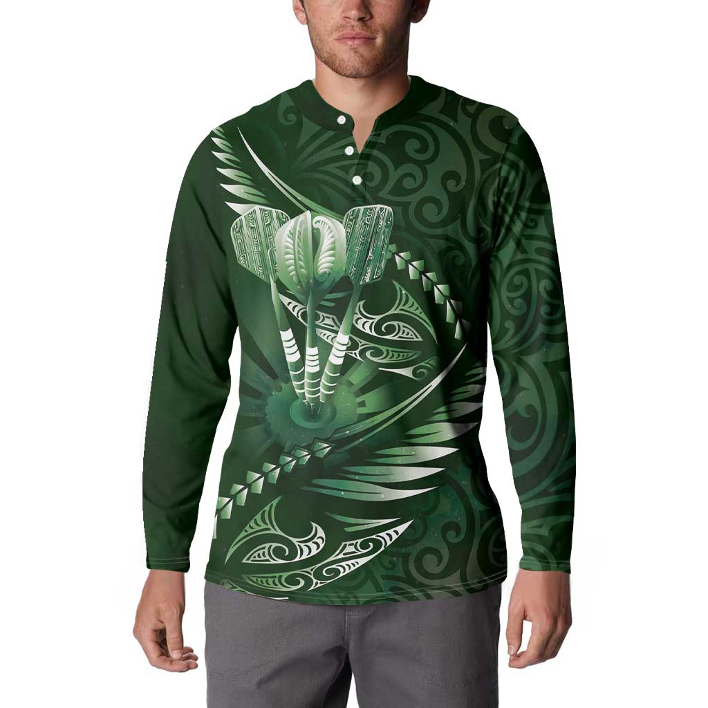 Personalised All Green New Zealand Darts Button Sweatshirt Aoteroa Fern Maori Galaxy Style LT14 - Polynesian Pride