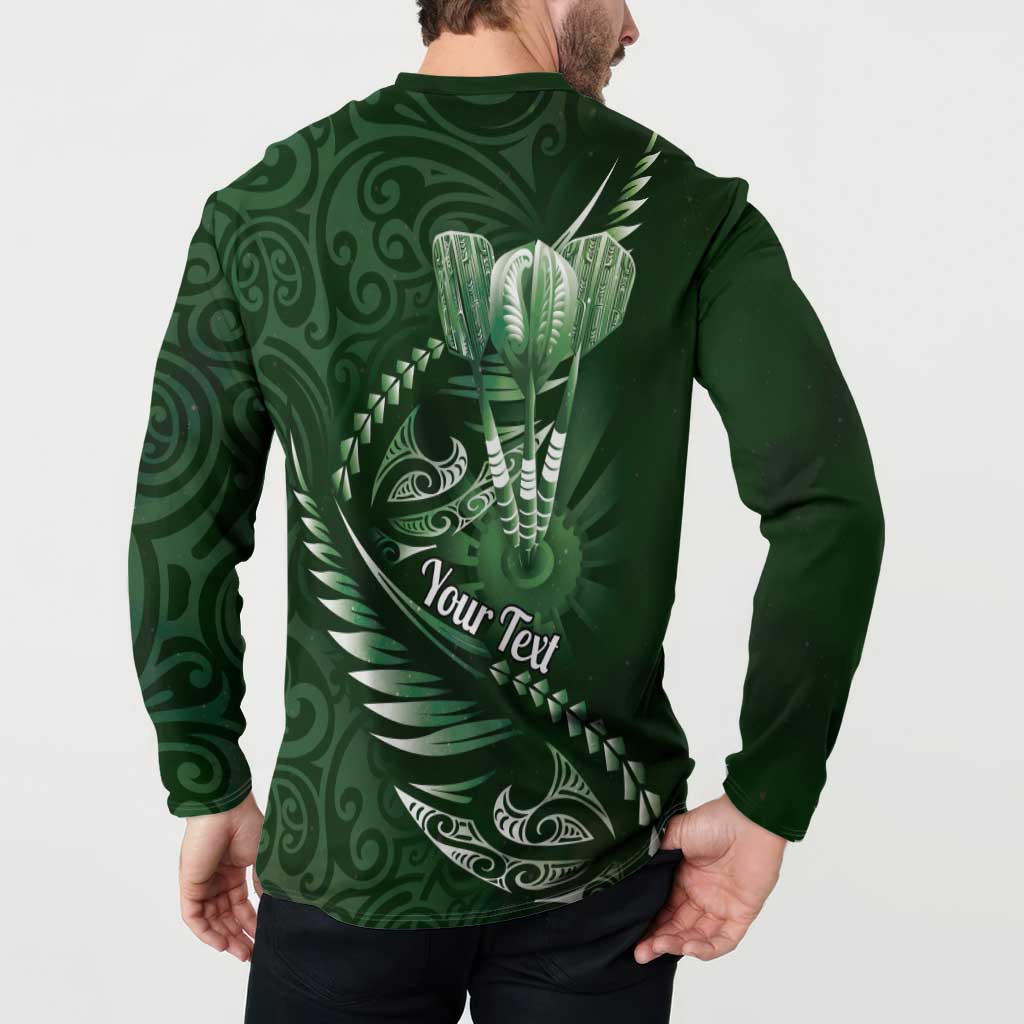 Personalised All Green New Zealand Darts Button Sweatshirt Aoteroa Fern Maori Galaxy Style LT14 - Polynesian Pride