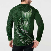 Personalised All Green New Zealand Darts Button Sweatshirt Aoteroa Fern Maori Galaxy Style LT14 - Polynesian Pride