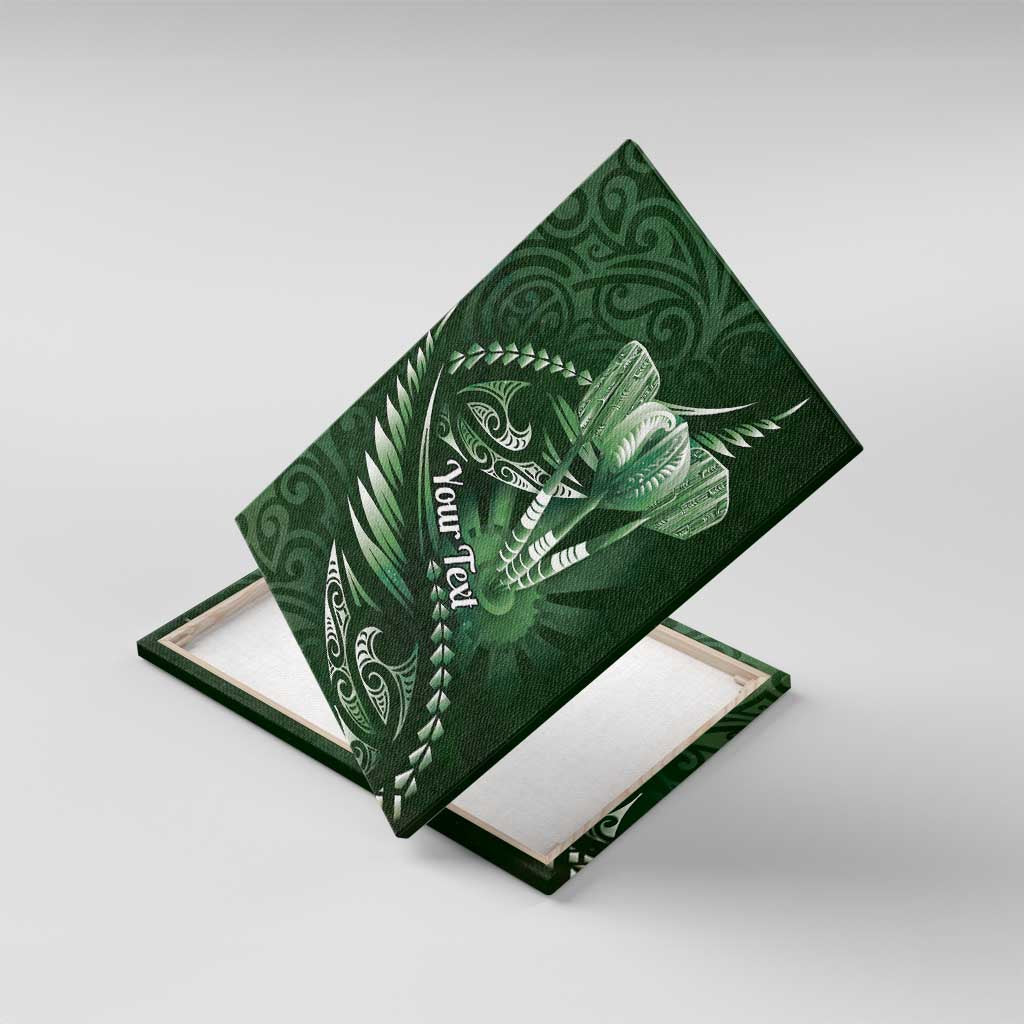 Personalised All Green New Zealand Darts Canvas Wall Art Aoteroa Fern Maori Galaxy Style LT14 With Frame Green - Polynesian Pride