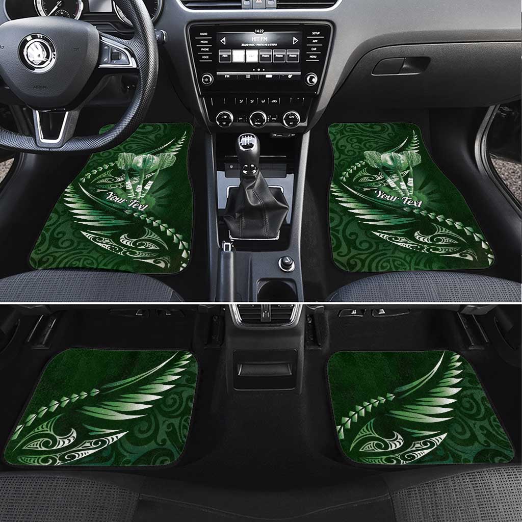 Personalised All Green New Zealand Darts Car Mats Aoteroa Fern Maori Galaxy Style LT14 Set 4pcs Green - Polynesian Pride