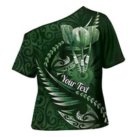Personalised All Green New Zealand Darts Cross Shoulder Shirt Aoteroa Fern Maori Galaxy Style - Polynesian Pride