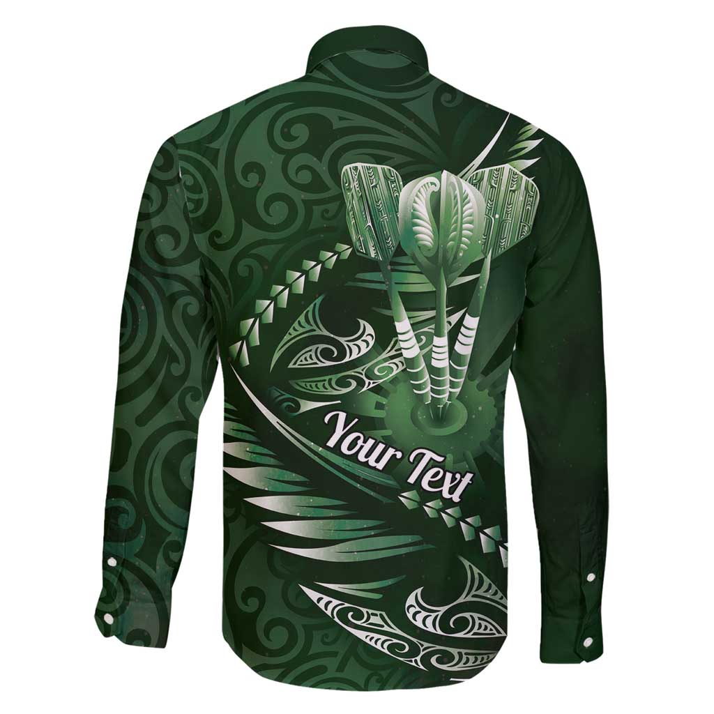 Personalised All Green New Zealand Darts Family Matching Long Sleeve Bodycon Dress and Hawaiian Shirt Aoteroa Fern Maori Galaxy Style LT14 - Polynesian Pride