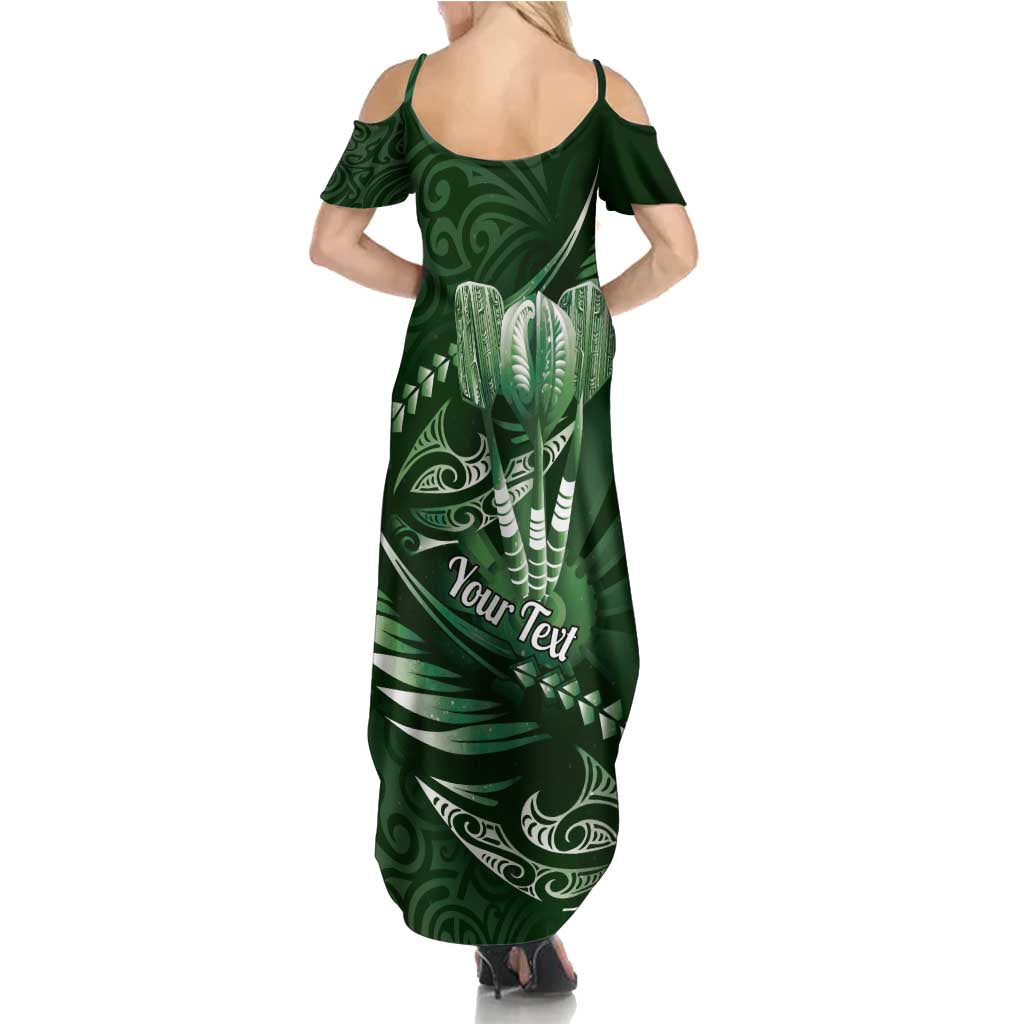 Personalised All Green New Zealand Darts Family Matching Summer Maxi Dress and Hawaiian Shirt Aoteroa Fern Maori Galaxy Style LT14 - Polynesian Pride