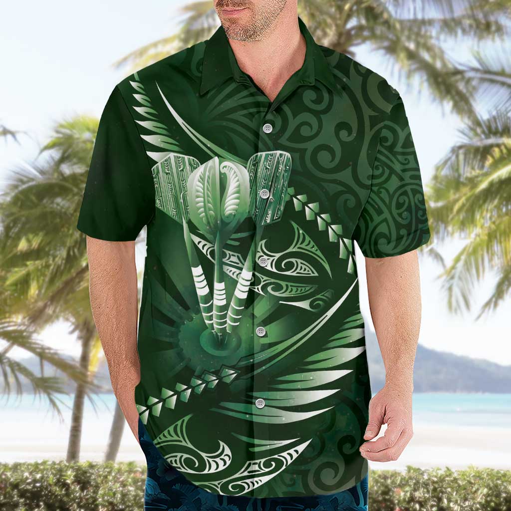 Personalised All Green New Zealand Darts Hawaiian Shirt Aoteroa Fern Maori Galaxy Style LT14 - Polynesian Pride