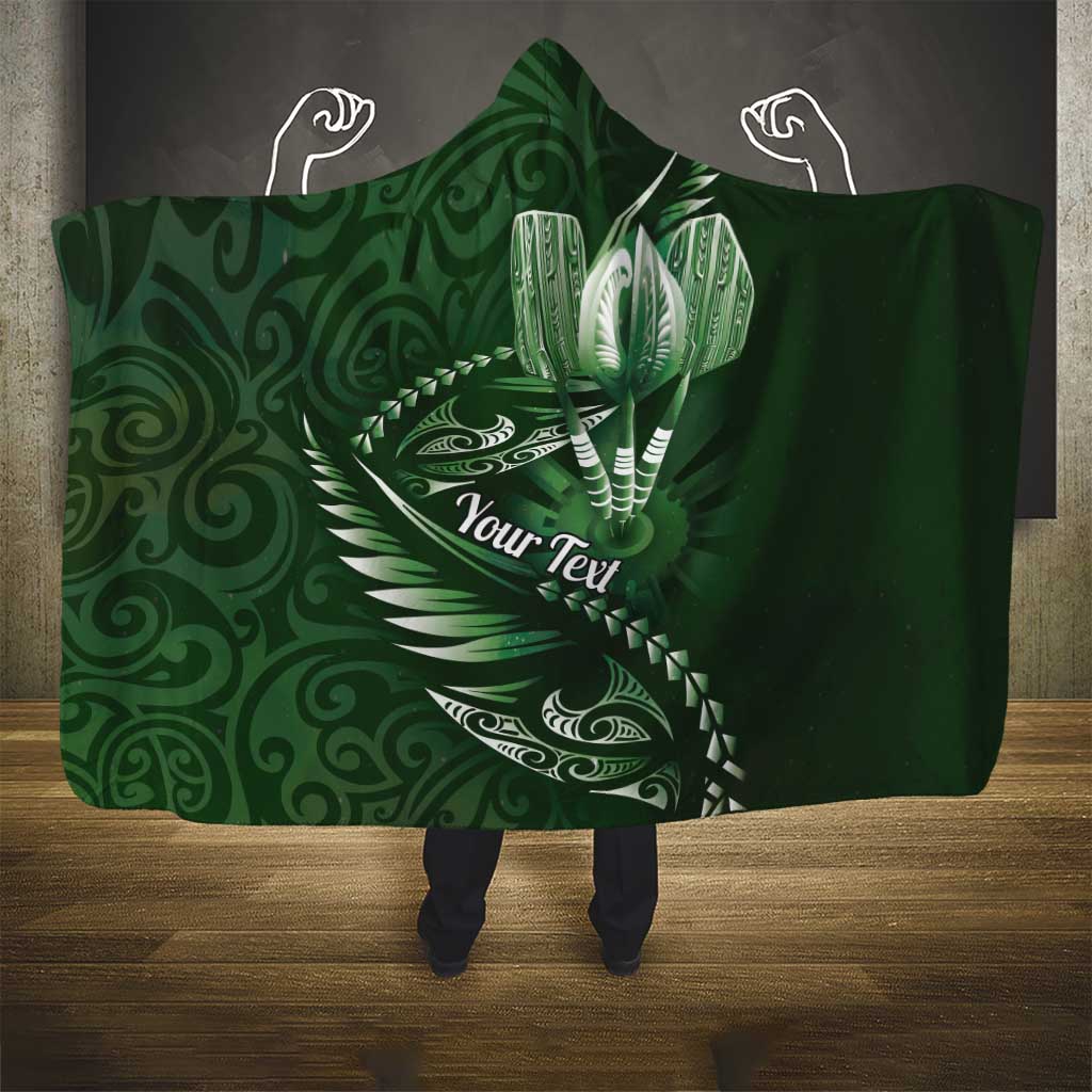 Personalised All Green New Zealand Darts Hooded Blanket Aoteroa Fern Maori Galaxy Style LT14 - Polynesian Pride