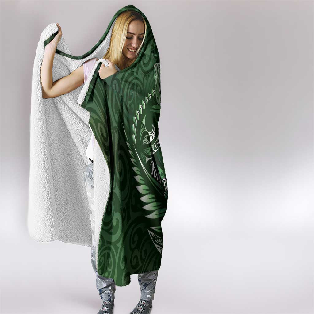 Personalised All Green New Zealand Darts Hooded Blanket Aoteroa Fern Maori Galaxy Style LT14 - Polynesian Pride