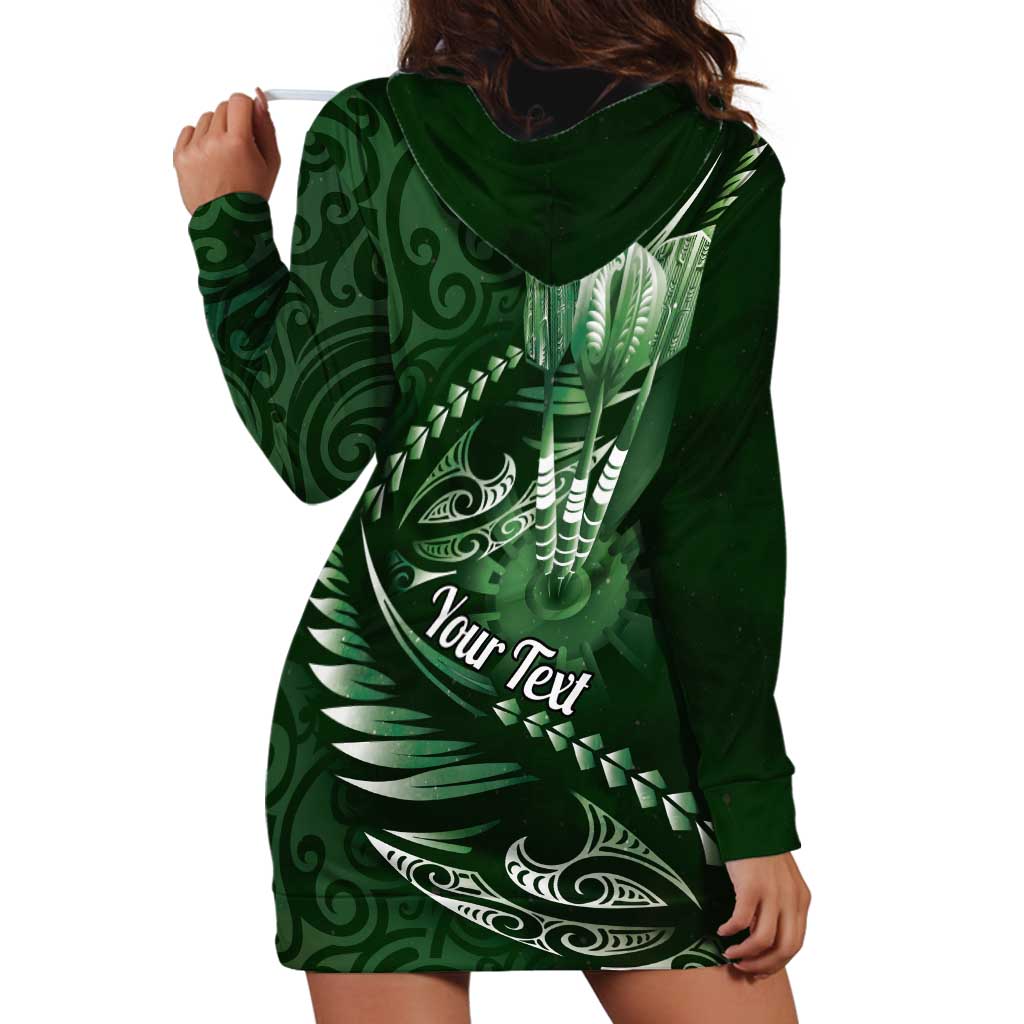 Personalised All Green New Zealand Darts Hoodie Dress Aoteroa Fern Maori Galaxy Style LT14 - Polynesian Pride
